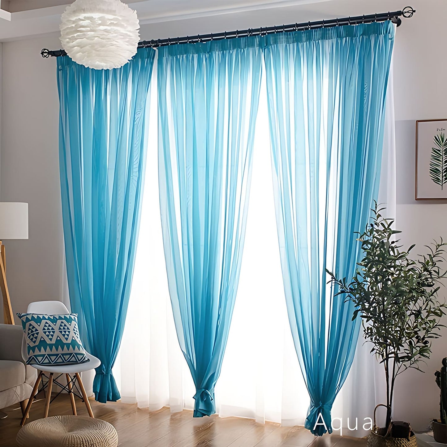 Colorful Semi Sheer Curtains Window Drapery