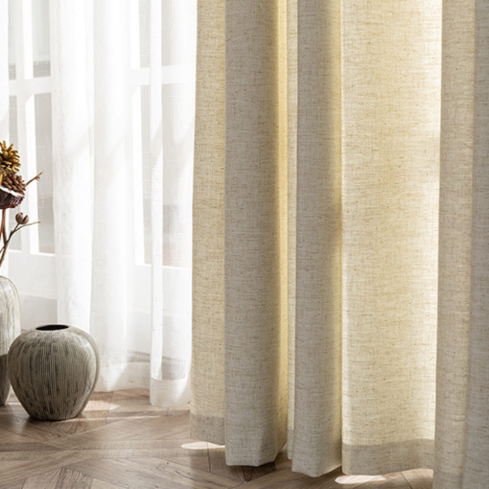 Warm Linen Natural Curtain with Lining - Custom Sizes Drapes