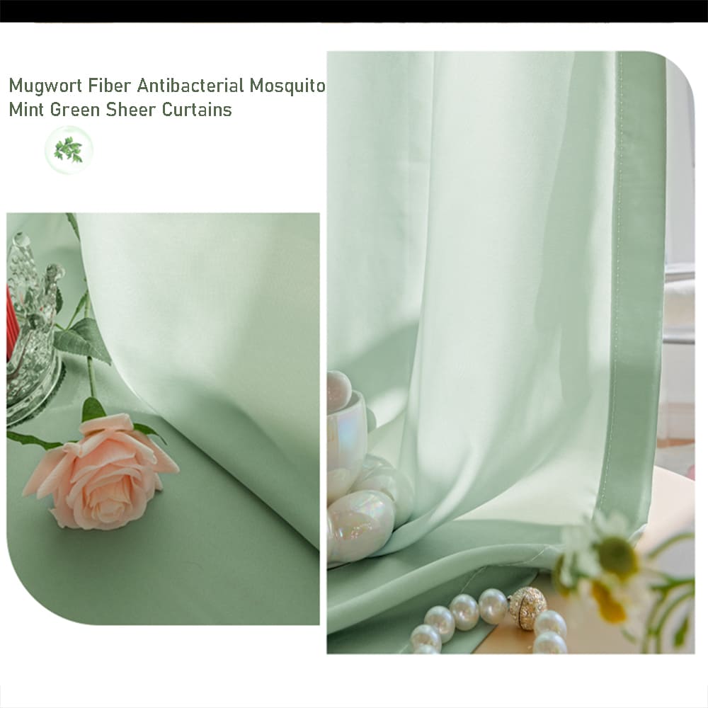 Mugwort Fiber Anti-mosquito Mint Green Functional Sheer Curtain