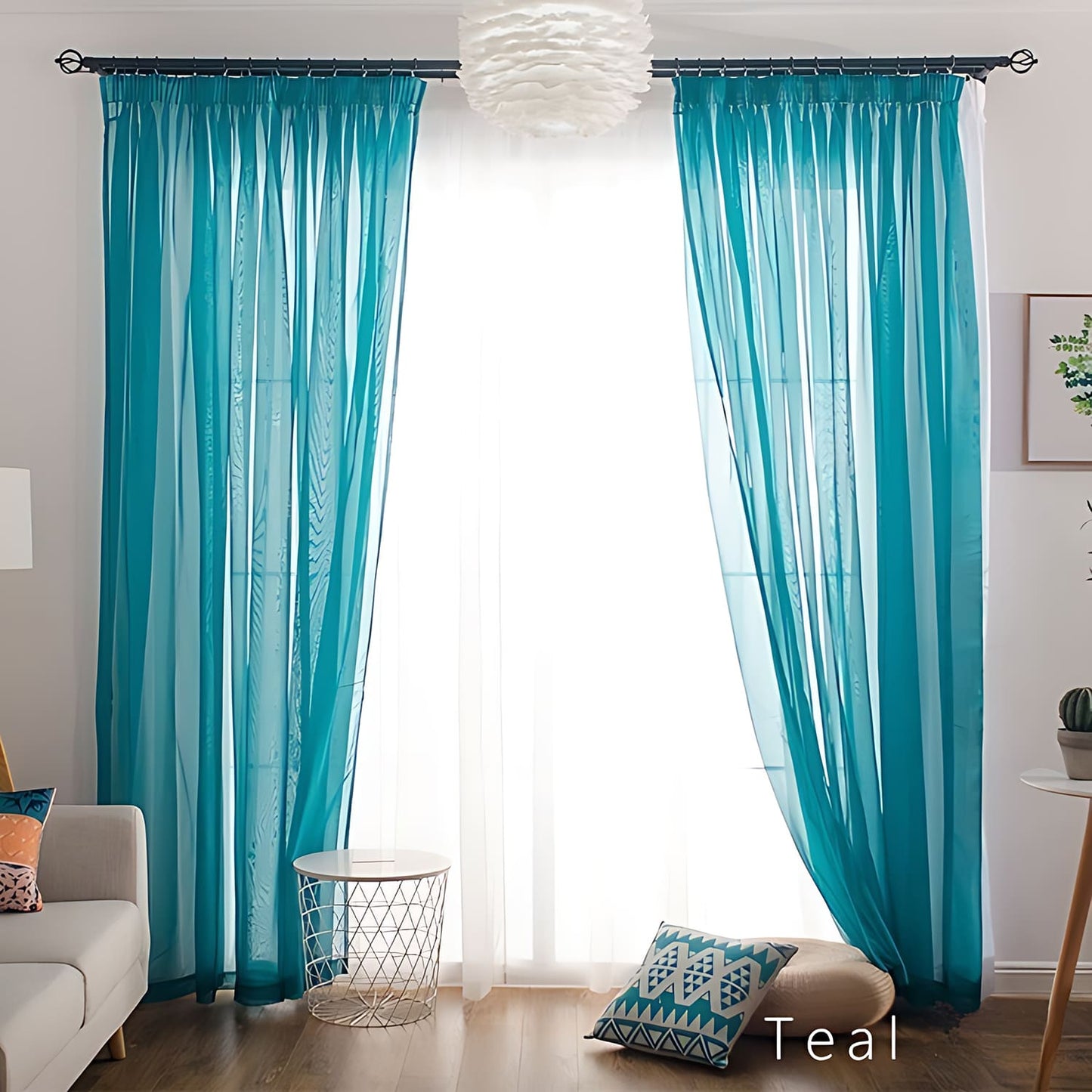 Colorful Semi Sheer Curtains Window Drapery