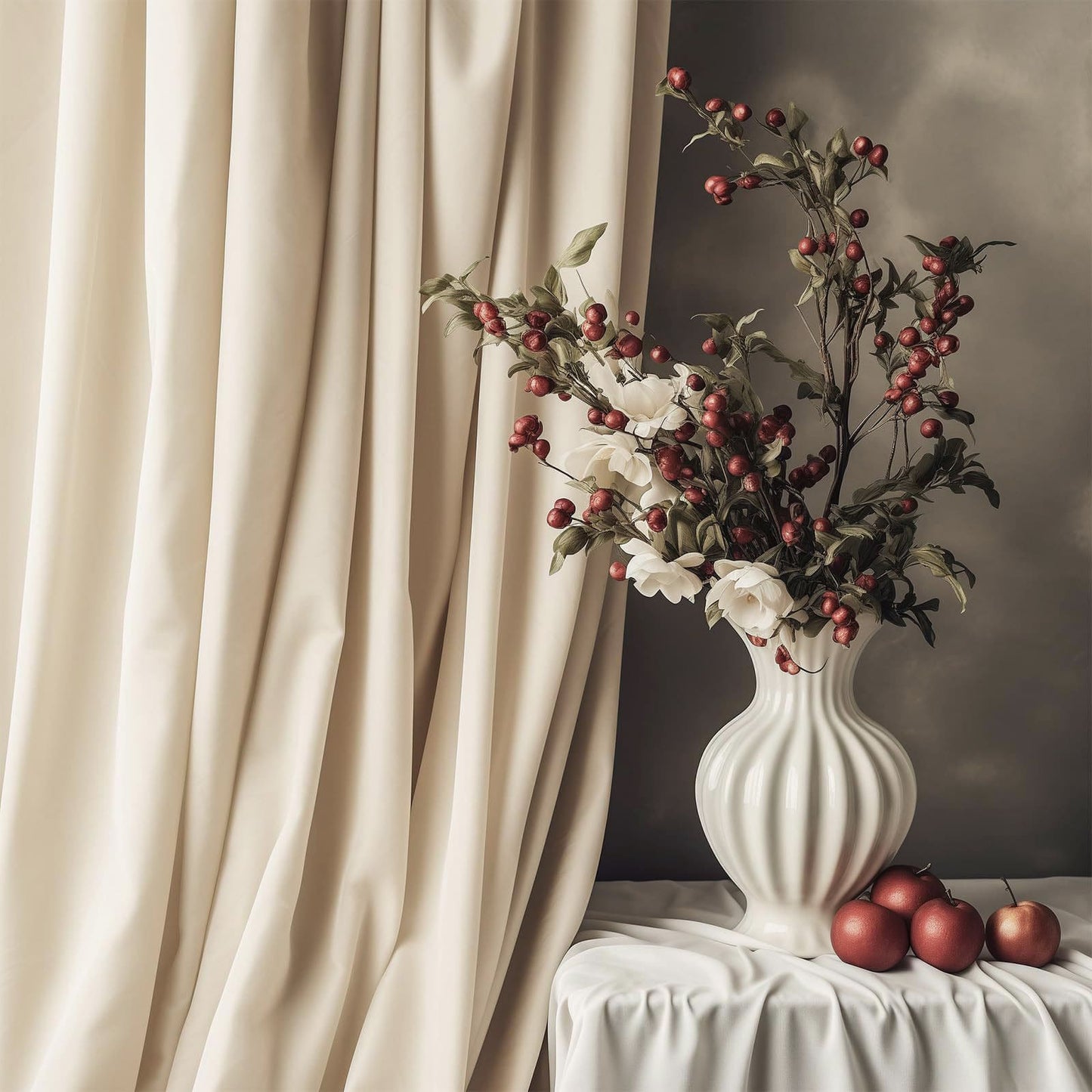 Beige Cream Velvet Curtains and Drapes for Living Room/Bedroom