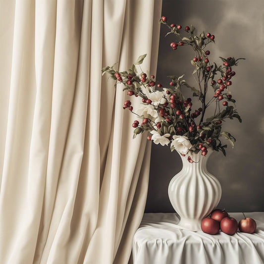 Beige Cream Velvet Curtains and Drapes for Living Room/Bedroom