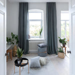 Steel Blue Slate Gray Natural Linen Curtains and Drapes 2 Panels