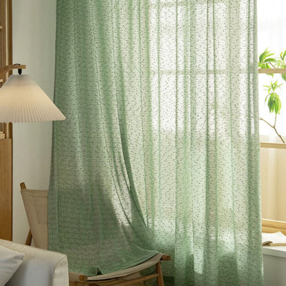 French Chanle Style Graceful Balloon Shade Sheer Curtains Mint Green/Light Brown/White