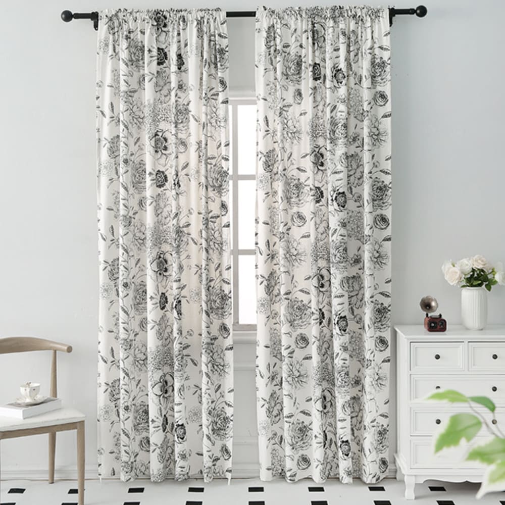 American Printed Curtains Flower Living Room Drapes