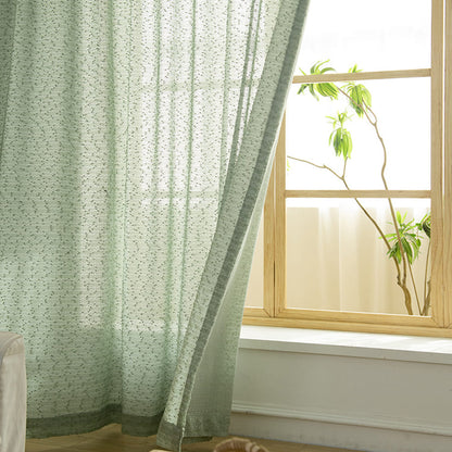 French Chanle Style Graceful Balloon Shade Sheer Curtains Mint Green/Light Brown/White