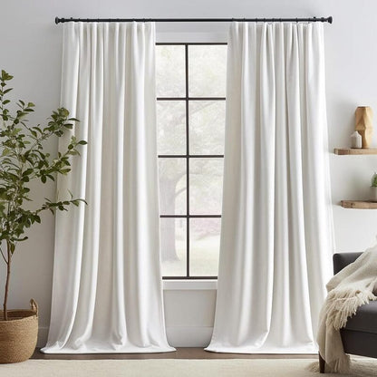 Ivory White Velvet Curtains and Drapes for Living Room/Bedroom