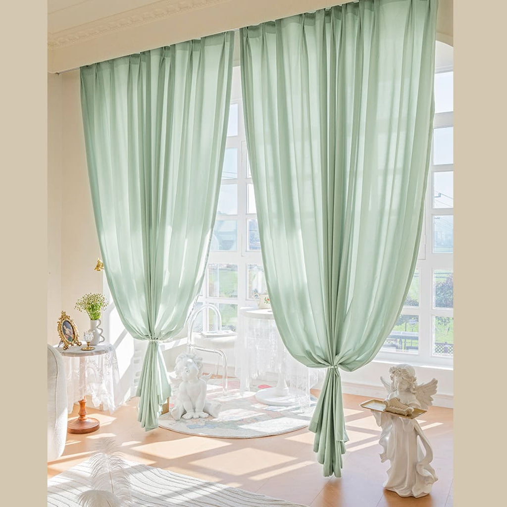 Mugwort Fiber Anti-mosquito Mint Green Functional Sheer Curtain