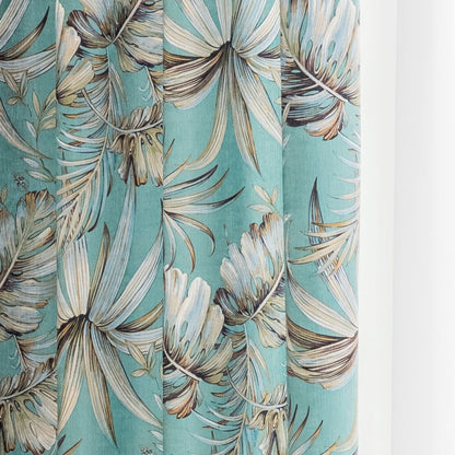 Blue Banana Leaves Curtains Print Bedroom Drapes 1 Set of 2 Panels