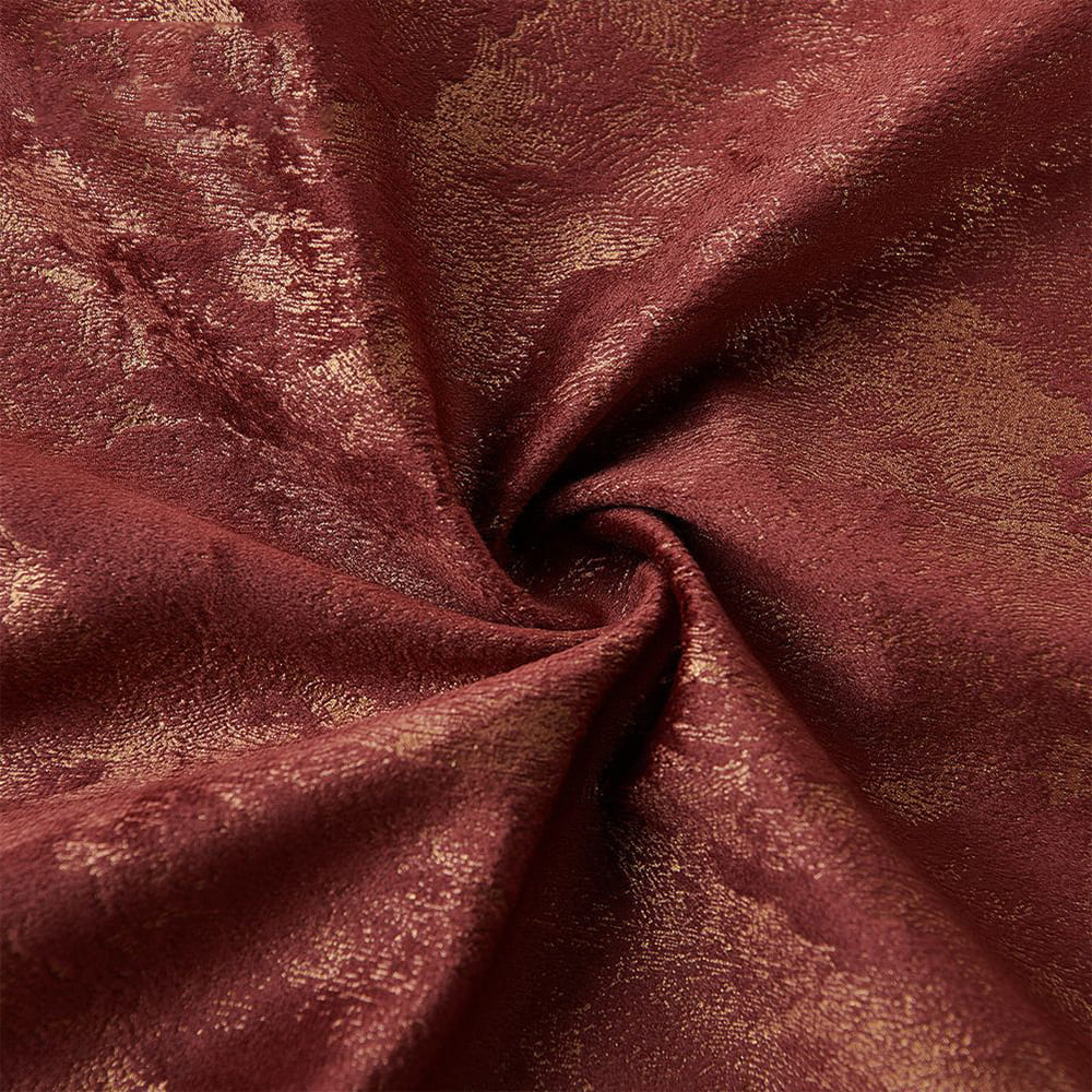 Luxurious Red and Gold Velvet Textured Decorative Balloon Shade Curtains