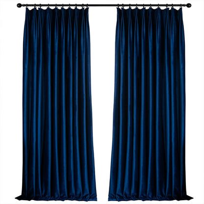 Luxurious Clein Blue Velvet Pinch Pleat Curtains and Drapes