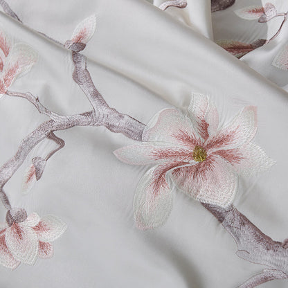 High-end Embroidered Magnolia Flower Ivory Curtains Gorgeous Drapes