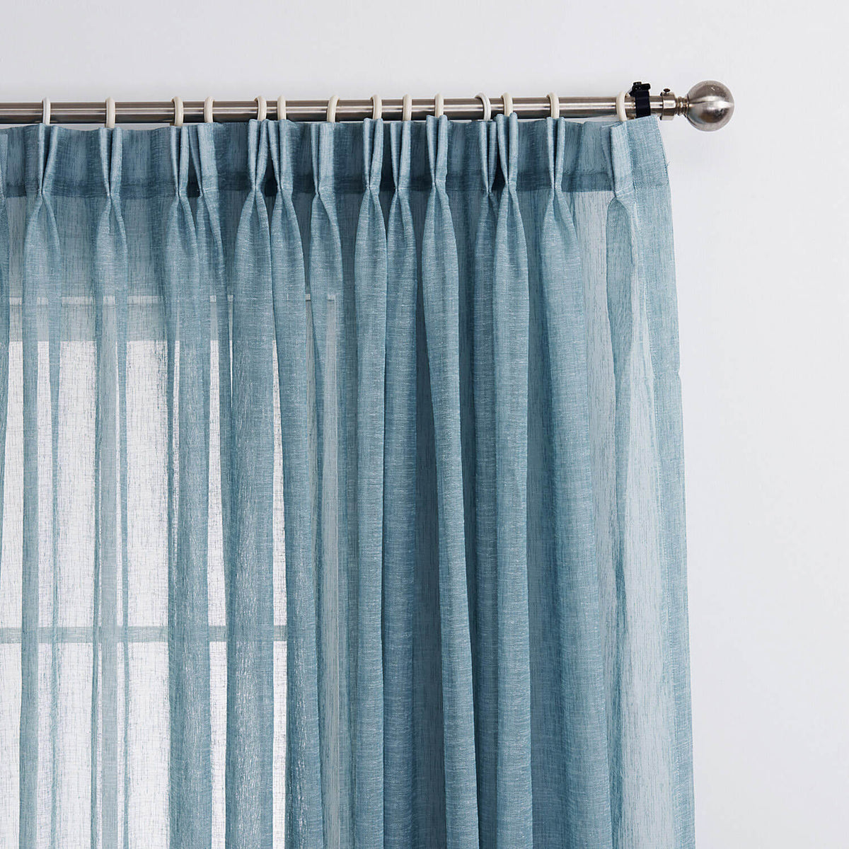 Blue Linen Sheer Curtains for Living Room 2 Panels – Anady Top