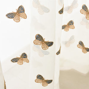 Butterfly Sheer Curtains White Voile Drapes for Bedroom 1 Set of 2