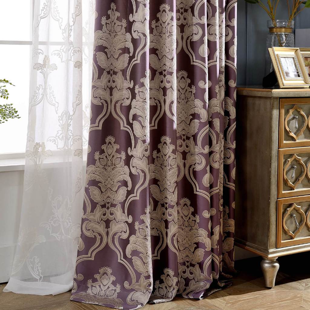 elegant purple dining room darkening curtains custom pinch pleat drapes