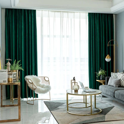 forest green velvet curtains