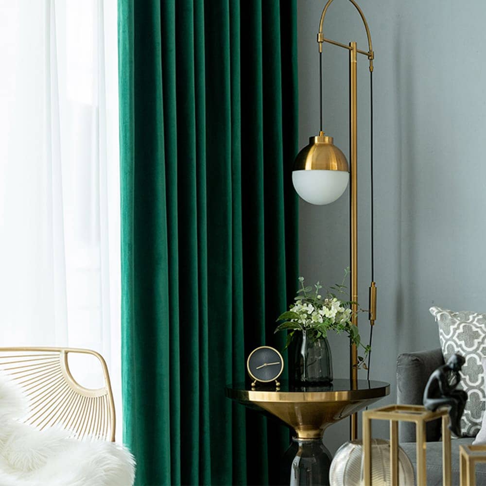 green velvet blackout curtains