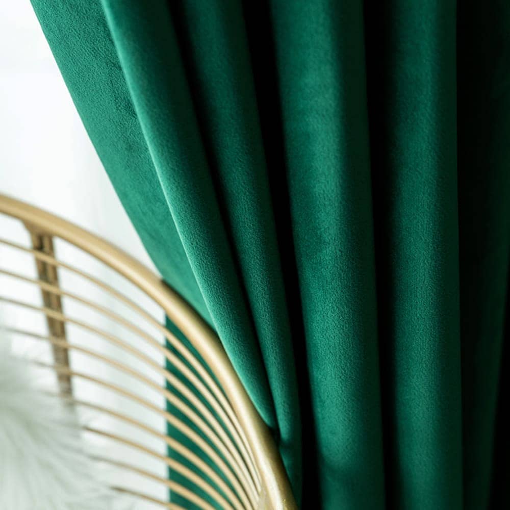 Luxury Retro Green Velvet Curtains and Drapes for Living Room
