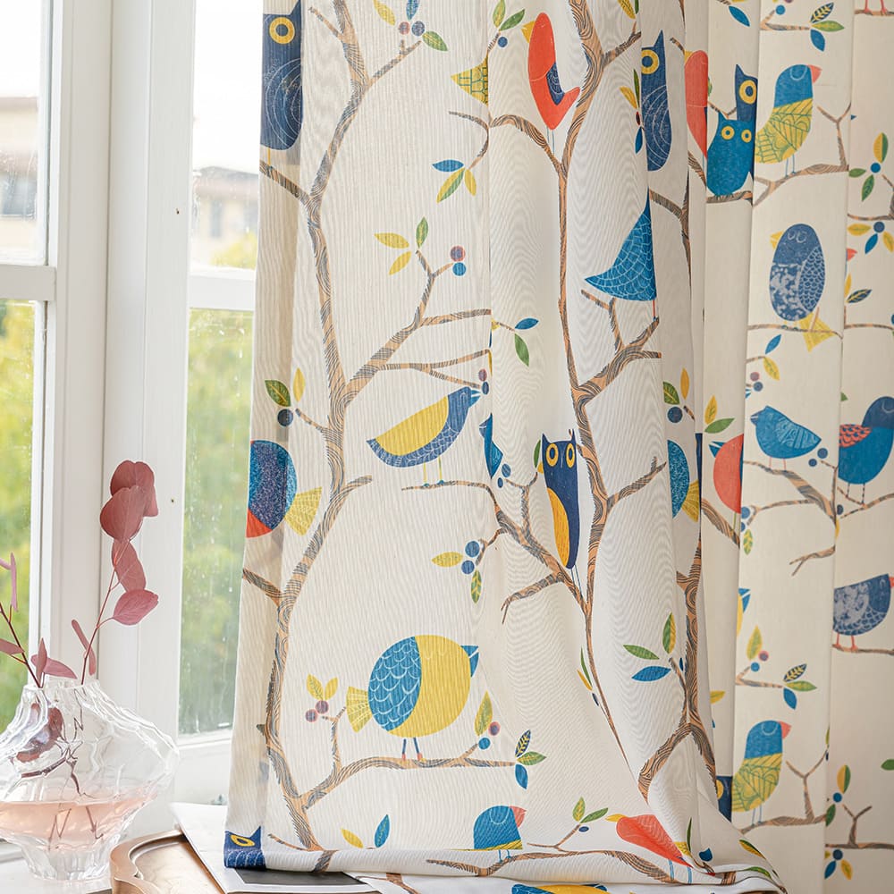 Colorful Owl Curtains for Kids Living Room Drapes 2 Panels