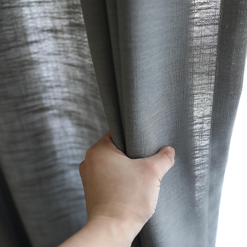 Gray Cotton Linen Curtains for Bedroom 1 Set of 2 Panels - Anady Top Space Design