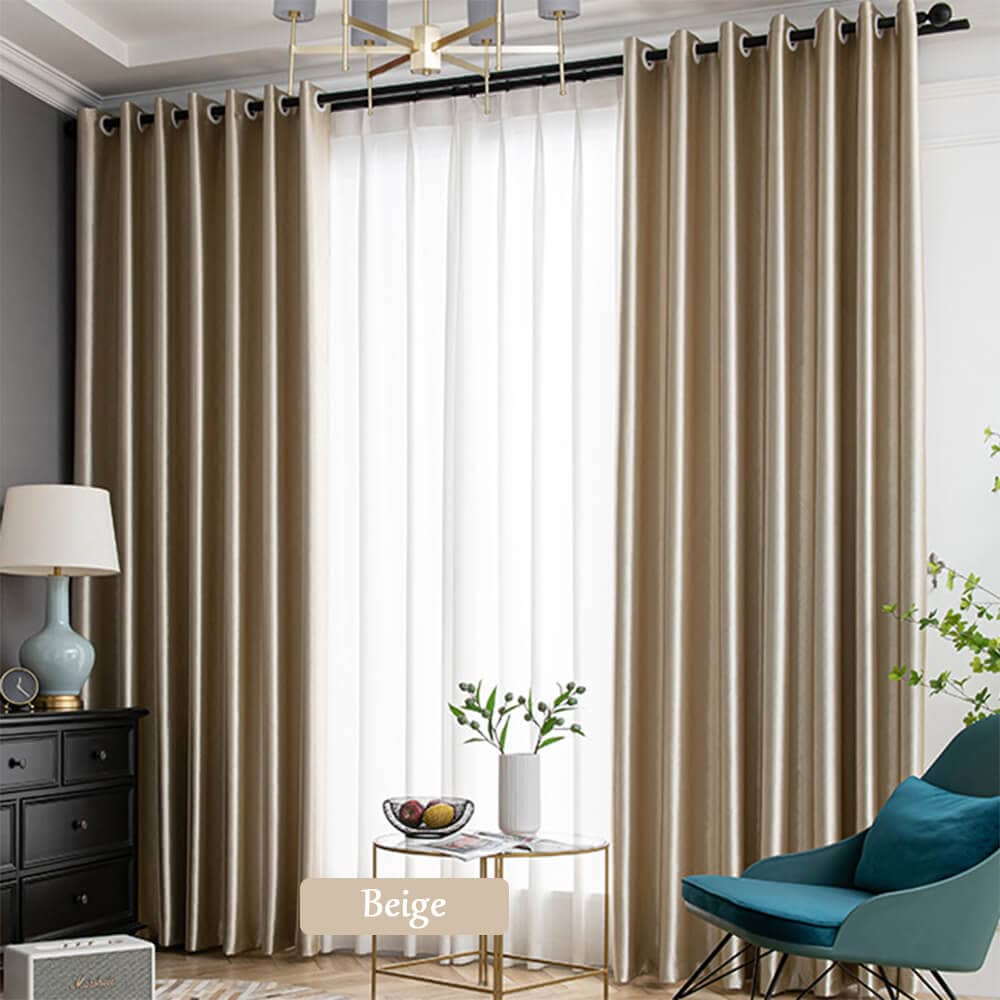 Beige 3D Embossed Textured Living Room Darkening Curtains – Anady Top