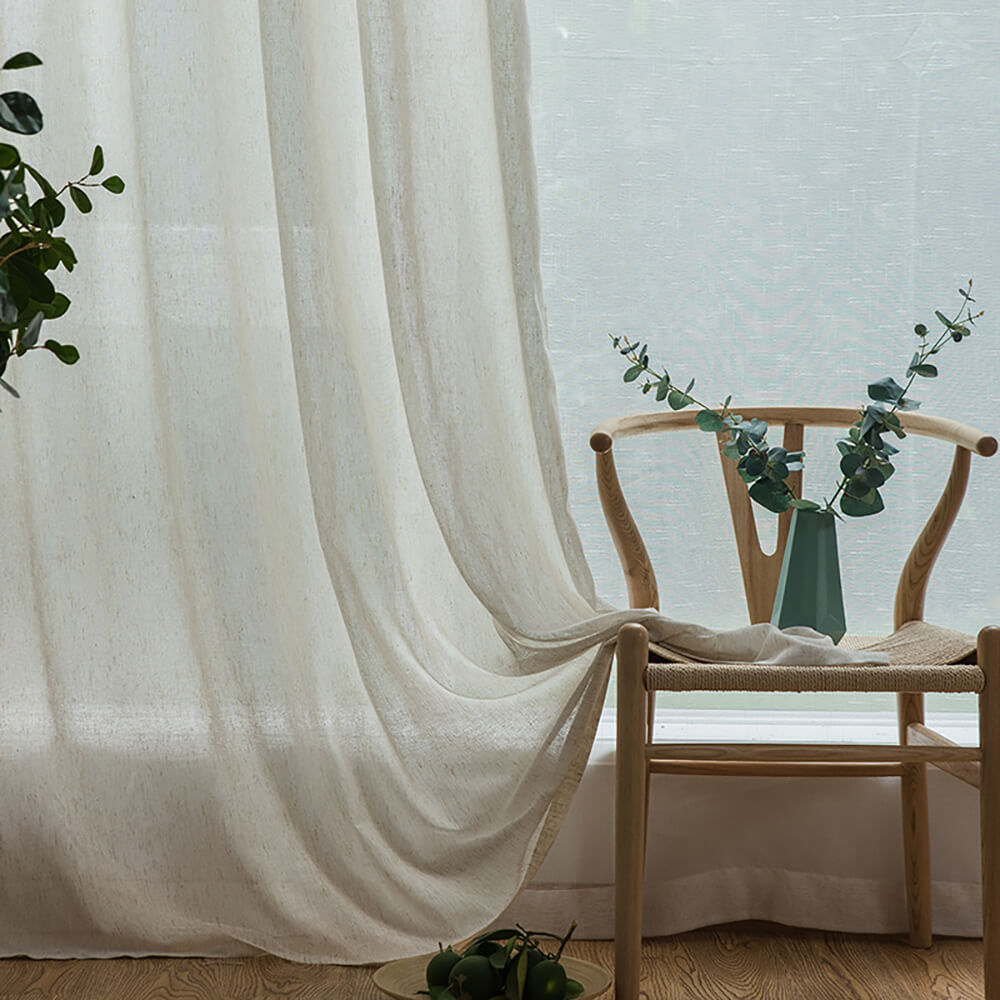 Nature Linen Sheer Curtains for Living Room Cotton Blend Bedroom Voile ...