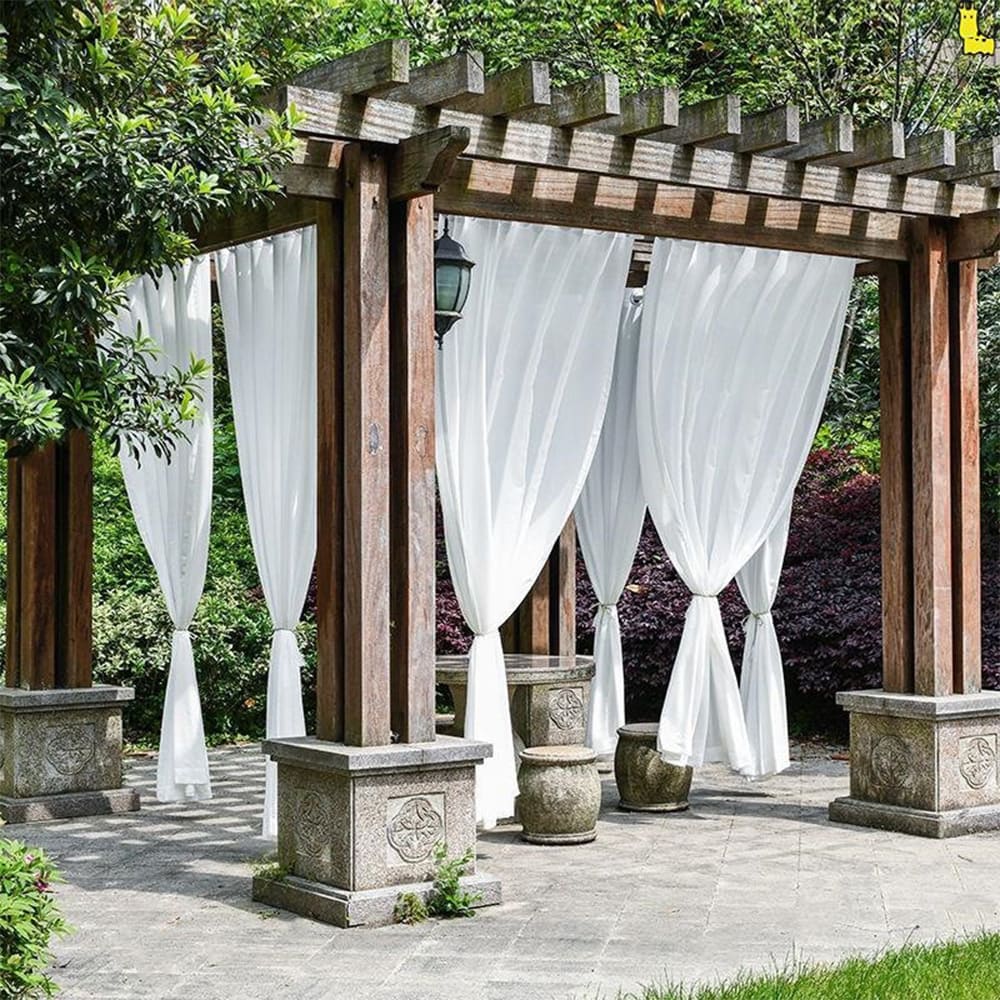 Outdoor Waterproof Window White Sheer Curtains