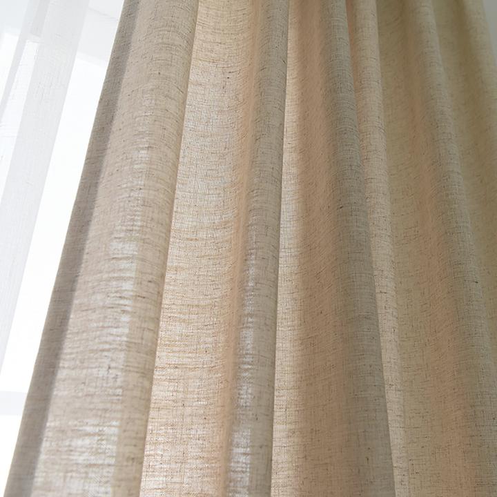 Beige Natural Linen Curtains Drapes For Living Room 2 Panels – Anady Top