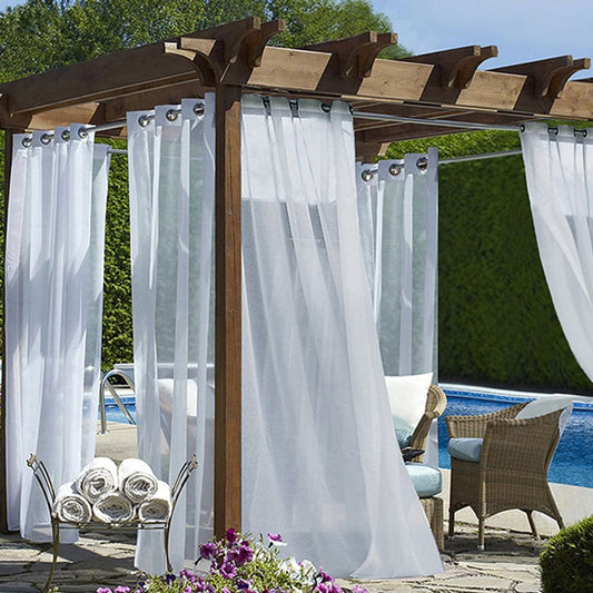 Outdoor Waterproof Window White Sheer Curtains