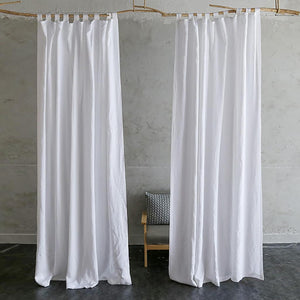 Natural Linen White Curtains and Drapes 2 Panels for Living Room ...