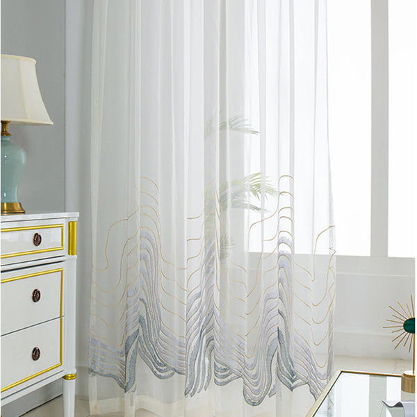 Embroidered Green Vine Curtains Linen Drapes for Livingroom – Anady Top